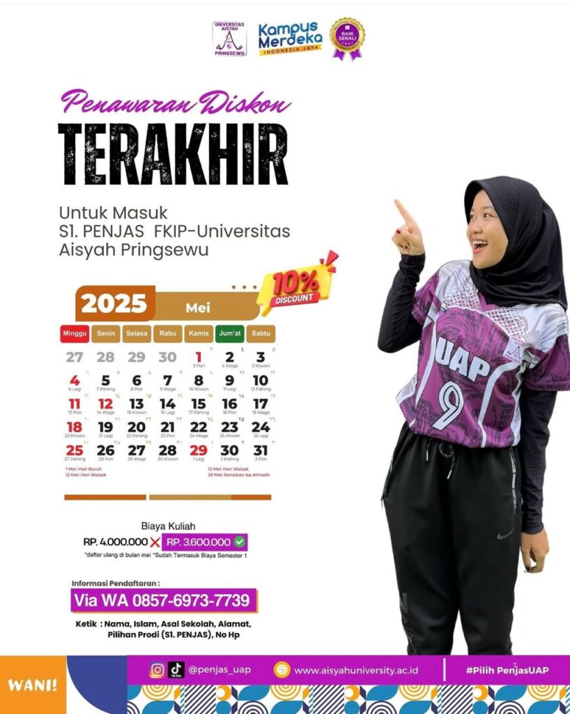 [PENERIMAAN MAHASISWA BARU 2025]PENAWARAN DISKON 10% UNTUK SEMESTER 1