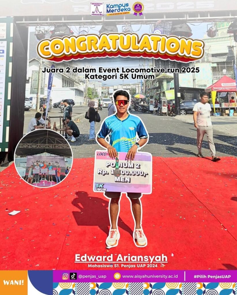 Edward Ariansyah Mahasiswa Program Studi S1 Pendidikan Jasmani Universitas Aisyah Pringsewu Raih Juara 2 dalam Event Locomotive Run 2025 Kategori 5K Umum